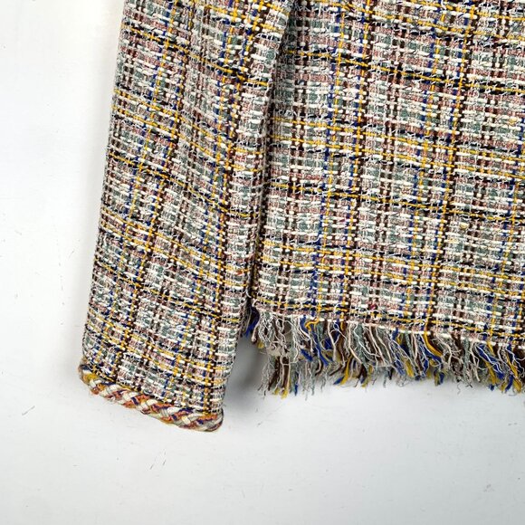Chanel Multicolor Tweed Jacket With Fringe Hem & Button Details - Picture 5 of 8